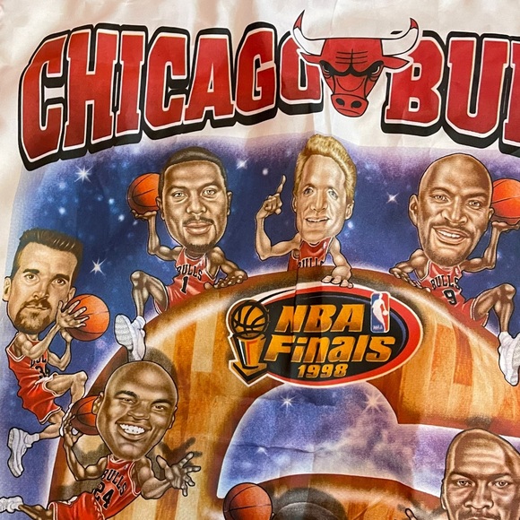 Vintage Chicago Bulls 1998 Championship Flag Banner Caricature NBA Finals Jordan - Picture 13 of 16